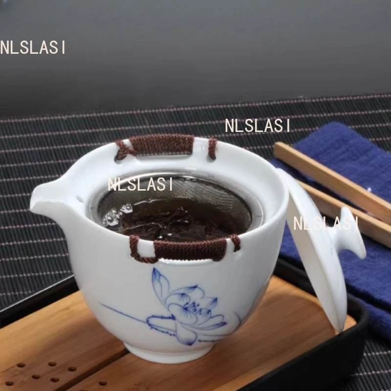 200ml Ceramic Tea Teapot Chinese Style Anti Scalding Teapot Household Tea Bowl Underglaze Color Blue and White Kungfu Tea Set