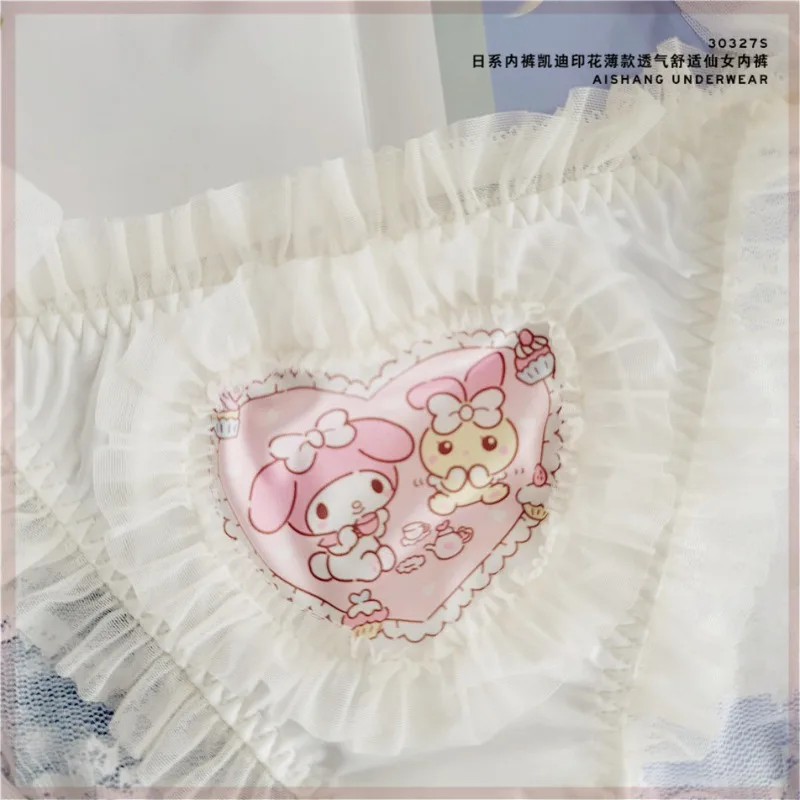 Sanrio Hello Kitty Sexy Panties Cute Girl Printed Lingerie Sweet Thin Lace Breathable Comfortable Leave No Trace Underwear