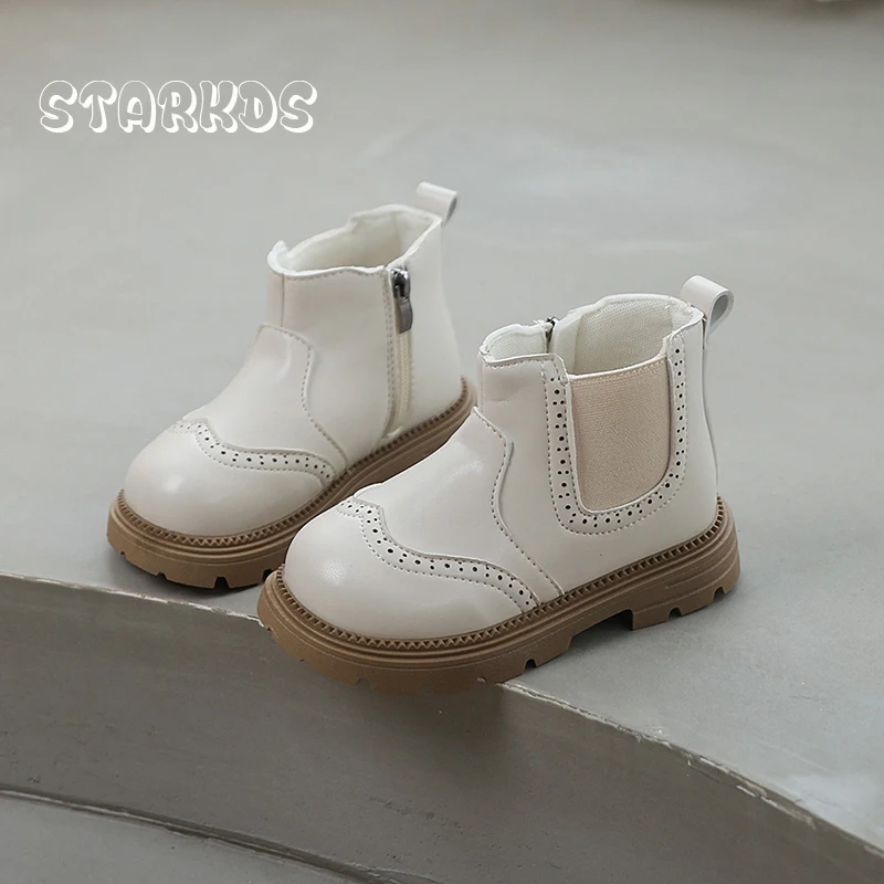 البروغ تشيلسي أحذية طفل فتاة الخريف النمط البريطاني سميكة وحيد البريدي الكاحل بوتاس طفل رضيع شتاء دافئ أفخم أحذية من الجلد #2