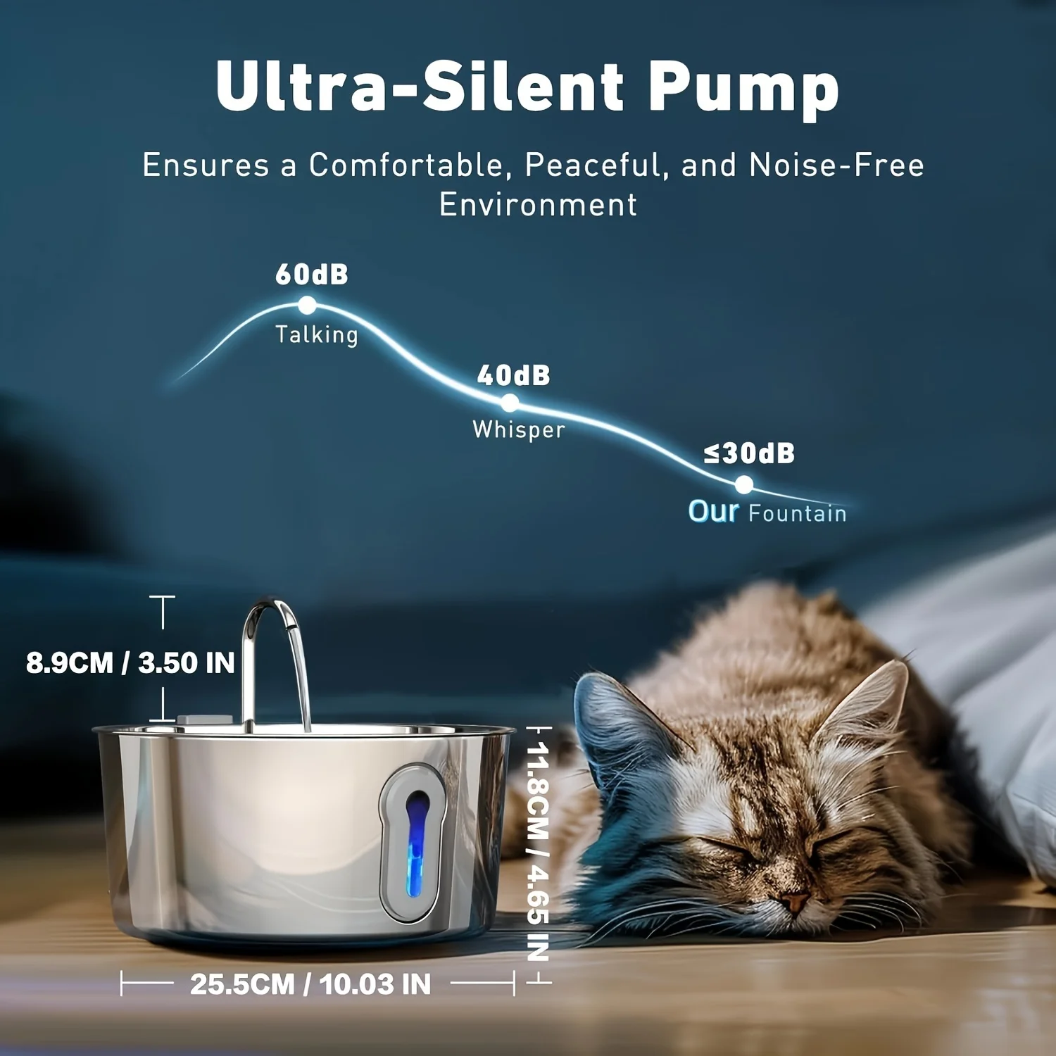4L Stainless Steel Cat Water Fountain Dog Drinking Bowl Automatic Pet Drinker Water Dispenser for Multiple Pets