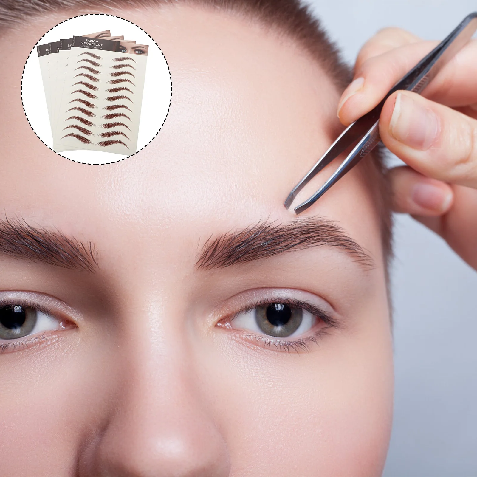 

4Sheets WaterproofEyebrowStickers NaturalImitationTattoos FakeMakeup Brown 6DHairLike PatchCosmetics Reusable Detailed