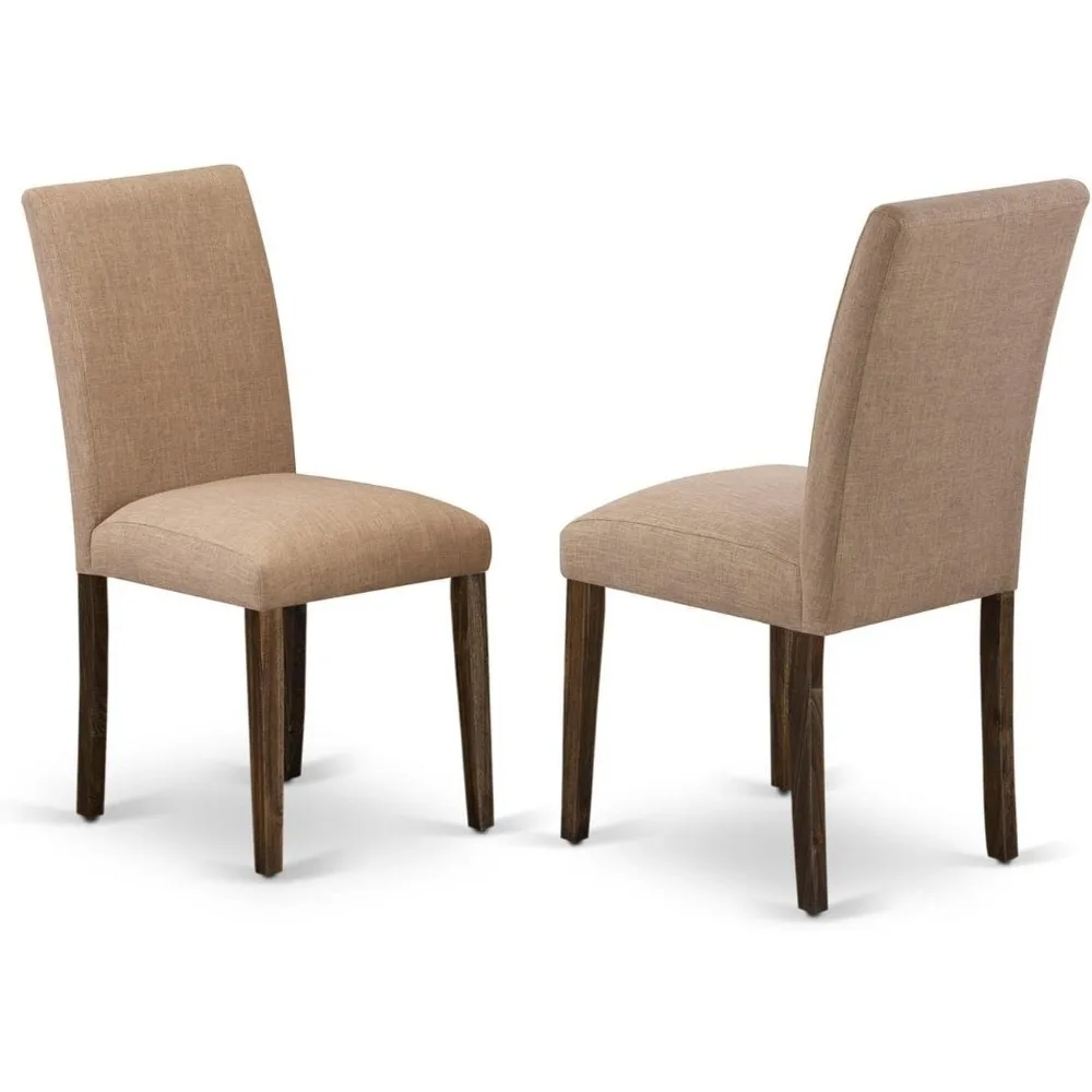 كراسي East West Furniture ABP7T47 Abbott Parson - كراسي طعام منجدة من الكتان السمور الخفيف، مجموعة من 2، طراز جاكوبيان