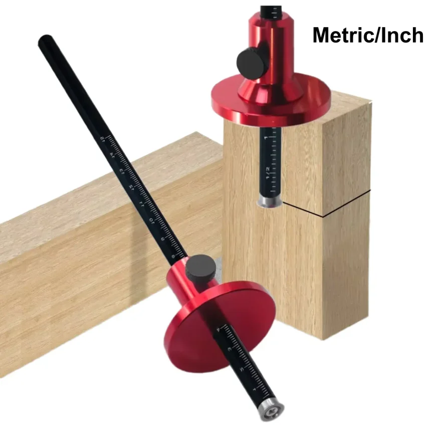 Woodworking Scriber - Wood Marking Tools With Inch & MM Scale, Wheel Marking Gauge - Parallel Line Drawing Mortise Measuring