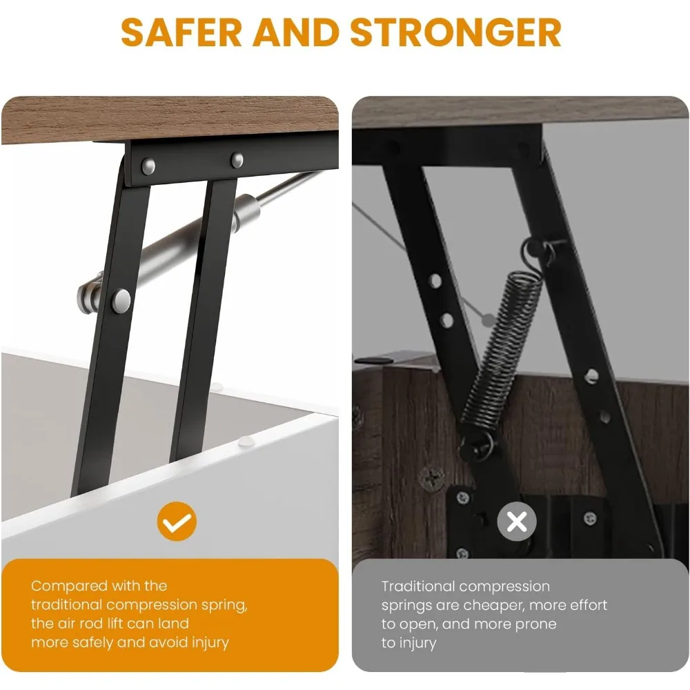 Mesa de centro elevadora con compartimentos de almacenamiento ocultos, Instalación en diez minutos, mesa de comedor para sala de estar