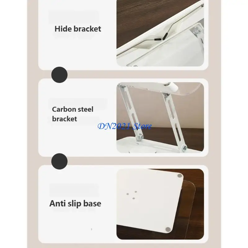 F3KE Height Adjustable Acrylic Reading Stand Foldable Base 360 Rotate Ergonomic Suitable for Office and Kitchen