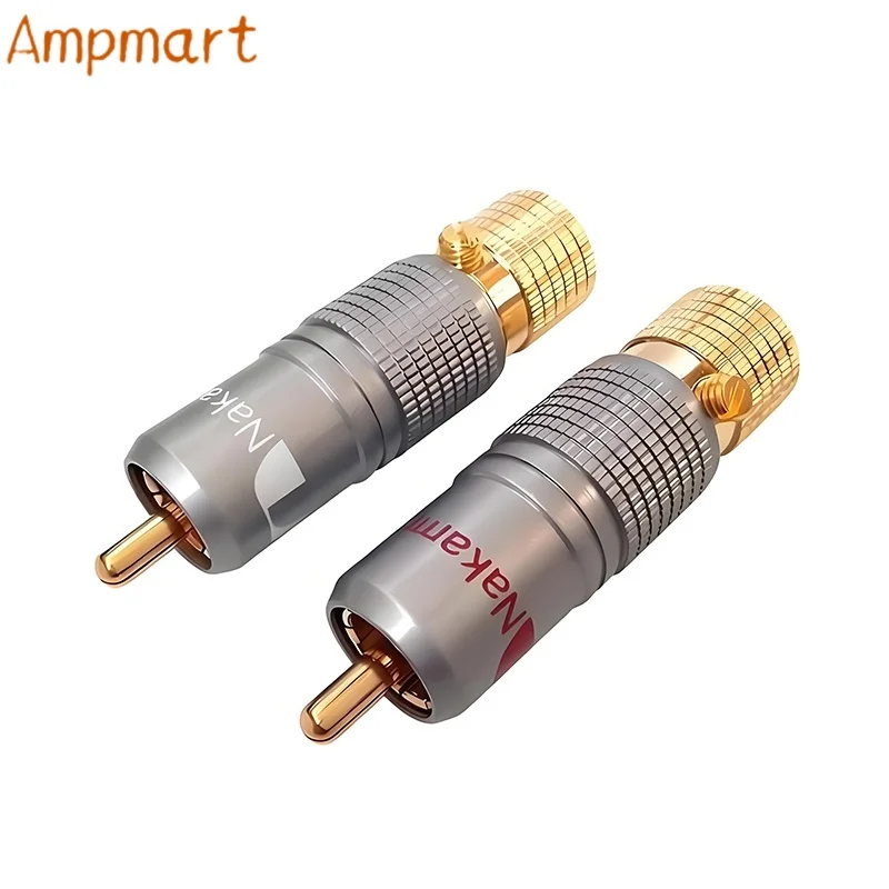 High End Pure Copper Gold Plated Solderless RCA Plug Audio Signal Connector For HIFI Amplifier Cable Wiring view 2