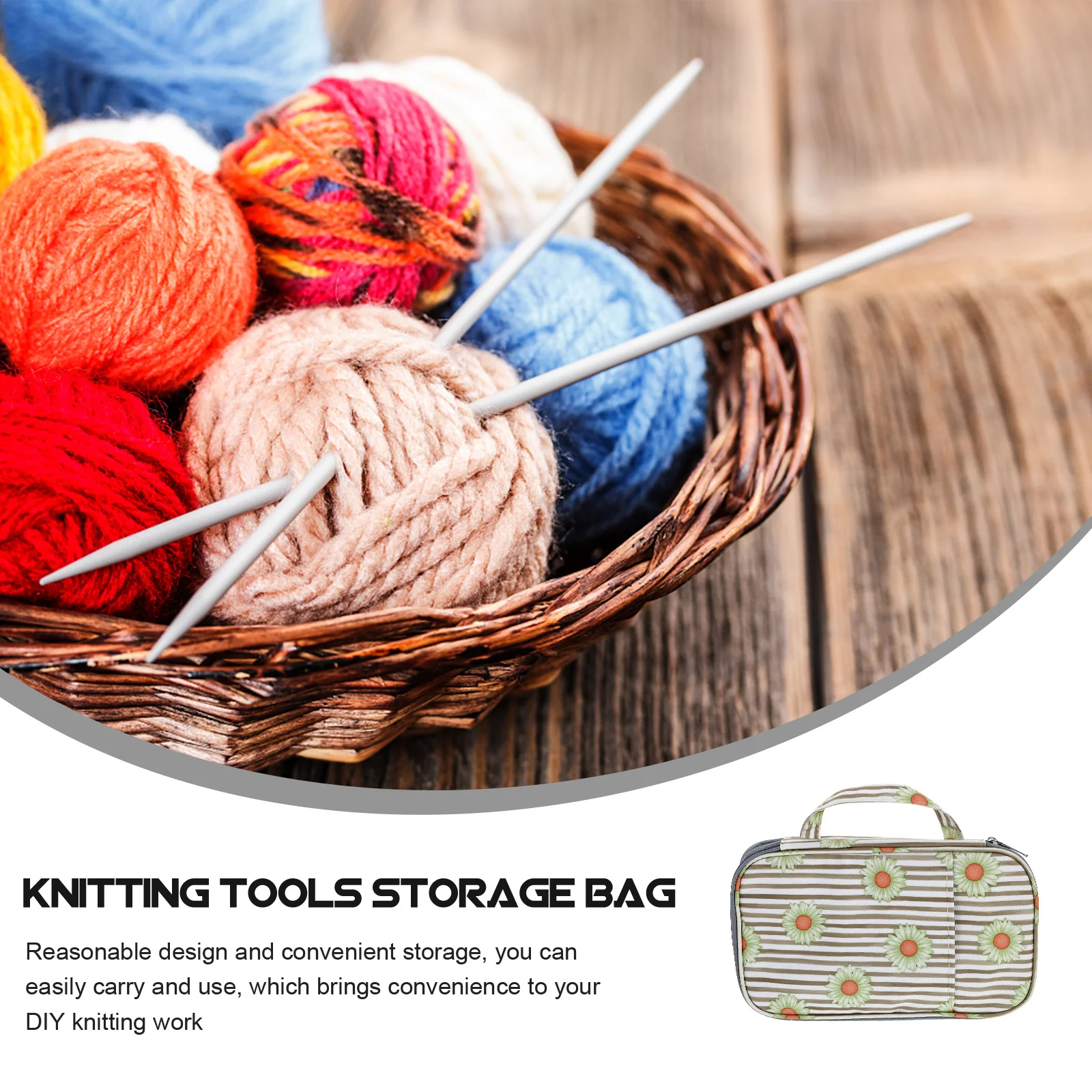 

Crochet Needle Storage Bag Oxford Cloth Durable Design Hand Strap Easy Carry Knitting Tool Holder Organizer for Knitting