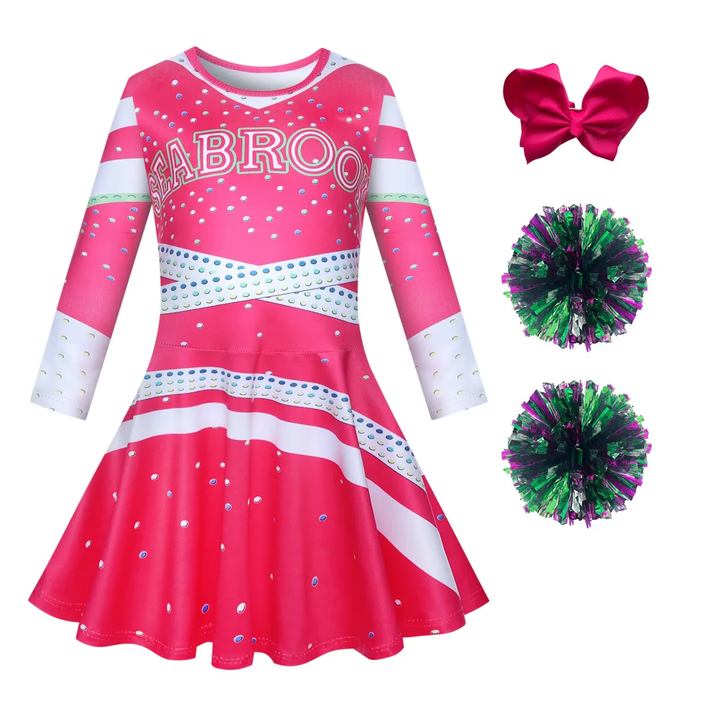 Girls Carnival Halloween Cheerleader Costume Cosplay Kids Zombie Addison Outfit Children Fancy Party Dress Cheer Uniform Clothes