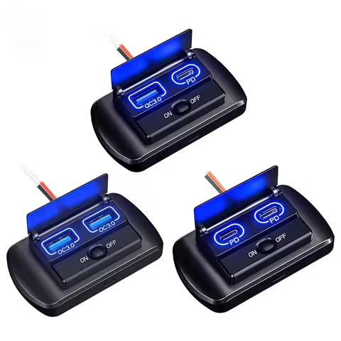 NEW QC3.0 PD3.0 Car Charger Socket Quick Charging USB Charger Outlet Panel Power Adapter for 12/24V Truck Camper Caravan