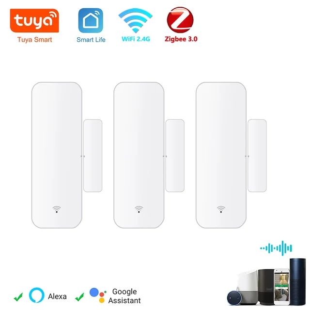 Tuya WiFi Zigbee Czujnik drzwi Czujnik kontaktowy Otwarty zamknięty Detektor Inteligentny alarm domowy Ochrona bezpieczeństwa Praca z Aleax Smart Life