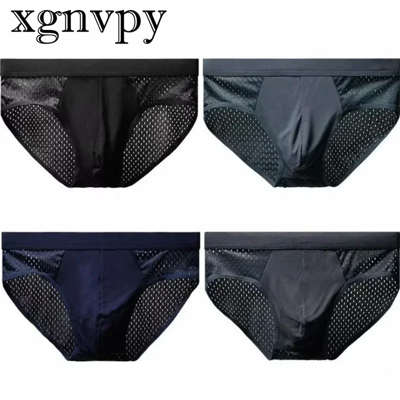 xgnvpy    2 PCS Sexy Ice Silk Underwear for Men, Bamboo Carbon Fiber Anti-Bacterial, Breathable Hollow Design - Ultimate Comfort