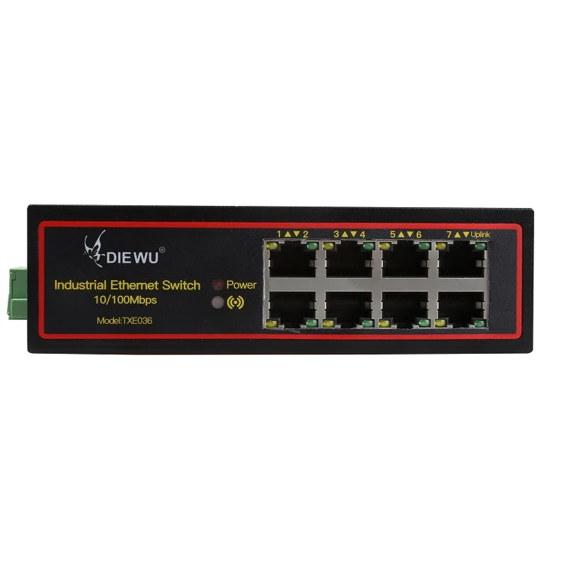 Diewu Dinrail herramienta de Control Industrial 8 puertos 10/100Mbps interruptor no administrado interruptores de red 8 puertos consola Industrial Hub