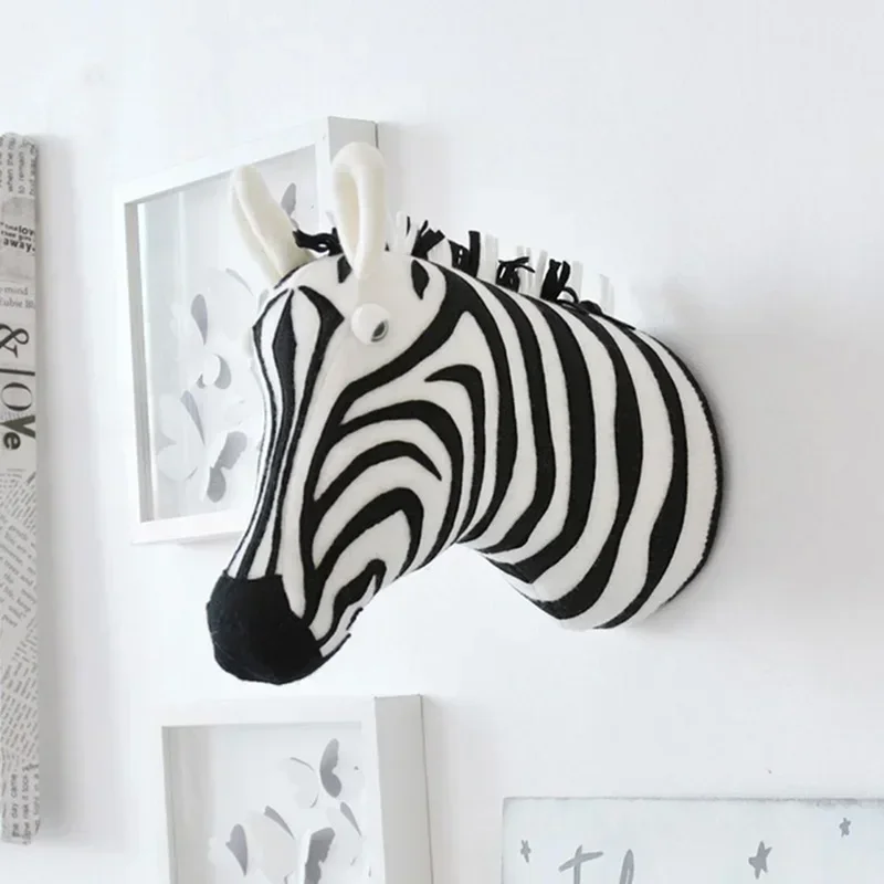 Lovely 3D Animal Head Wall decor Stuffed Elephant Giraffe Zebra doll Baby Room Wall Hanging Toy Children's room Home decorations