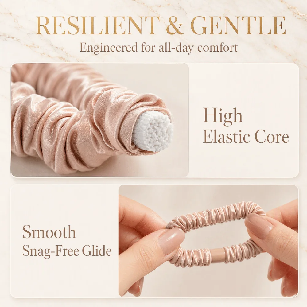 12pcs/box Boxed Silk Hair Rope Set High Elasticity Solid Color Satin Rubber Band Hair Ring Korean Style Basic Hair Tie Girl