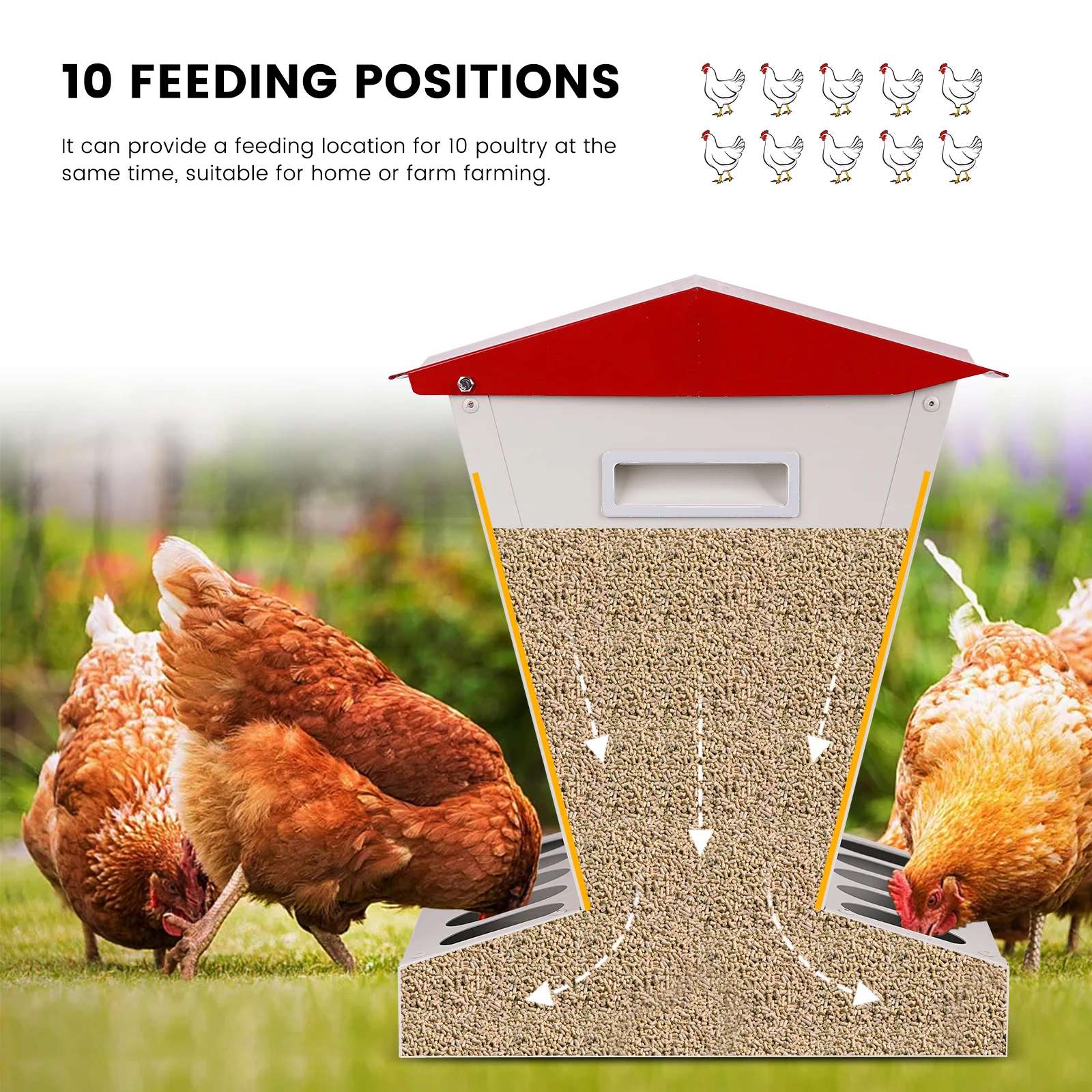 وحدة تغذية الدجاج الأوتوماتيكية عالية الجودة مكونة من 10 فتحات للبيع