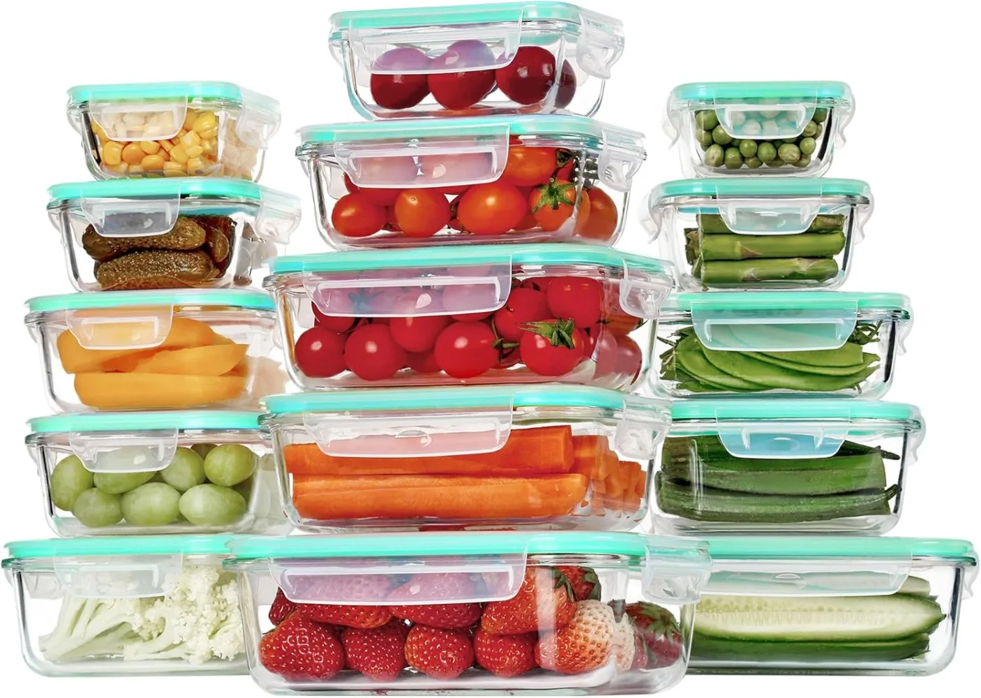 

Vtopmart 15 Pack Glass Food Storage Containers, Meal Prep Containers, Airtight Glass Bento Boxes with Leak Proof Locking Lids