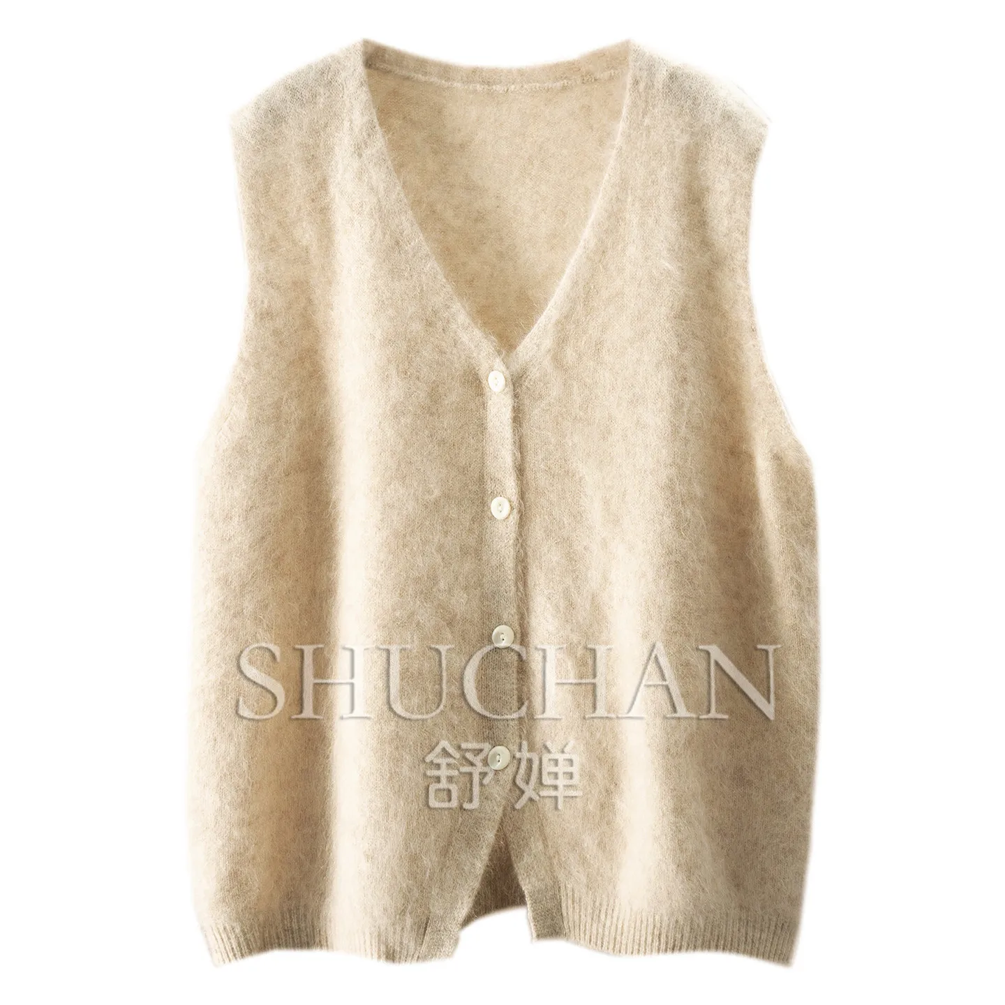 Knit Tank Top Winter 2026 Luxury Loose Brushed Cashmere Silk Wool Sweater Vest Women's 91M6