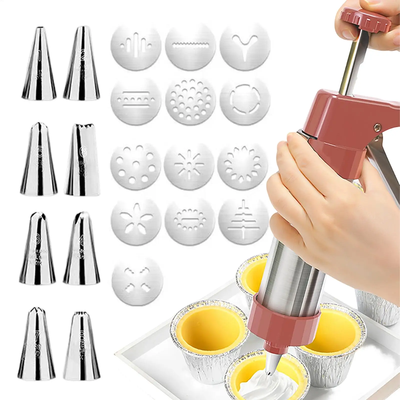 Cookie Maker Press Kit Stainless Steel Biscuits Extruder Press Cookie Guns Kit Reusable Kitchen Baking Tool For Cookie Making