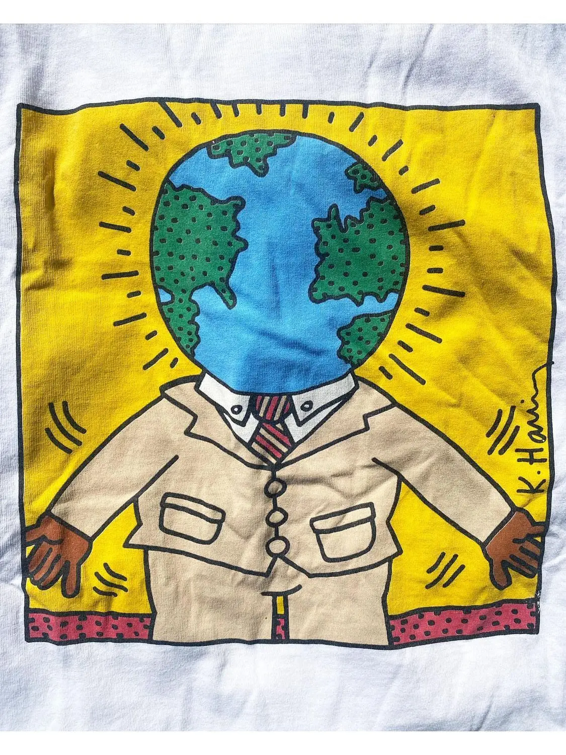 Ami Kaji Niche Ins ilustración Dessin Animé Marée Marque camiseta pareja Américain Pur Coton Impresión Manches Courtes Hommes