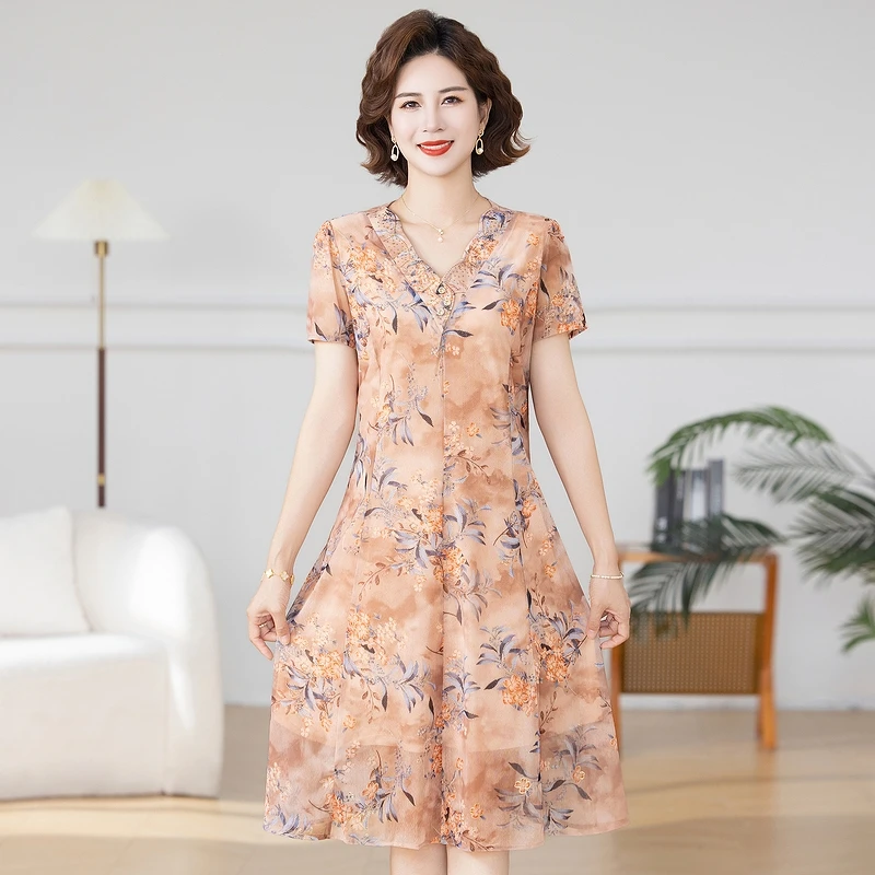 chinese dress ladies Suvi Nyc. Women's Short-Sleeve Summer Dress. 100% Quality Turkish Cotton. Small / Orange