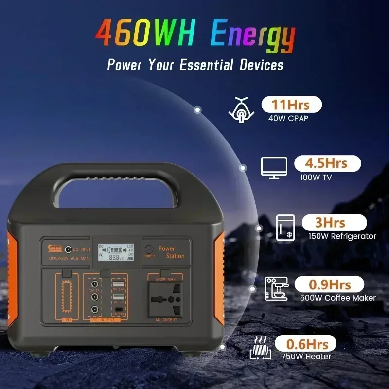 new product 500W Portable Power Station Power Generator 220V 460Wh Solar Panel Outdoor Emergency Solar Power Bank for Camping