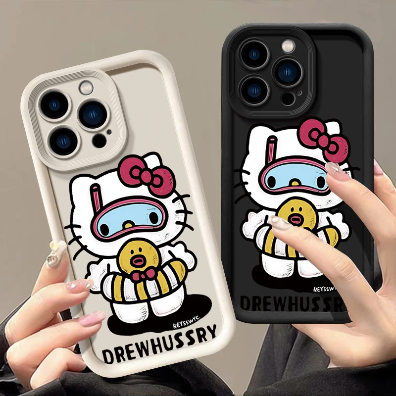 

Sanrio Dive Hello Kitty Phone Cases For iPhone 16 15 14 13 12 11 Pro Max XR XS X 7 8 Plus SE Y2K Soft silicone Shockproof Cover