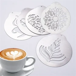 5pcs Stainless Steel Cafe Foam Template Barista Stencils Mold Coffee Art Needles Stainless Steel latte Needle Powder Sprinkle