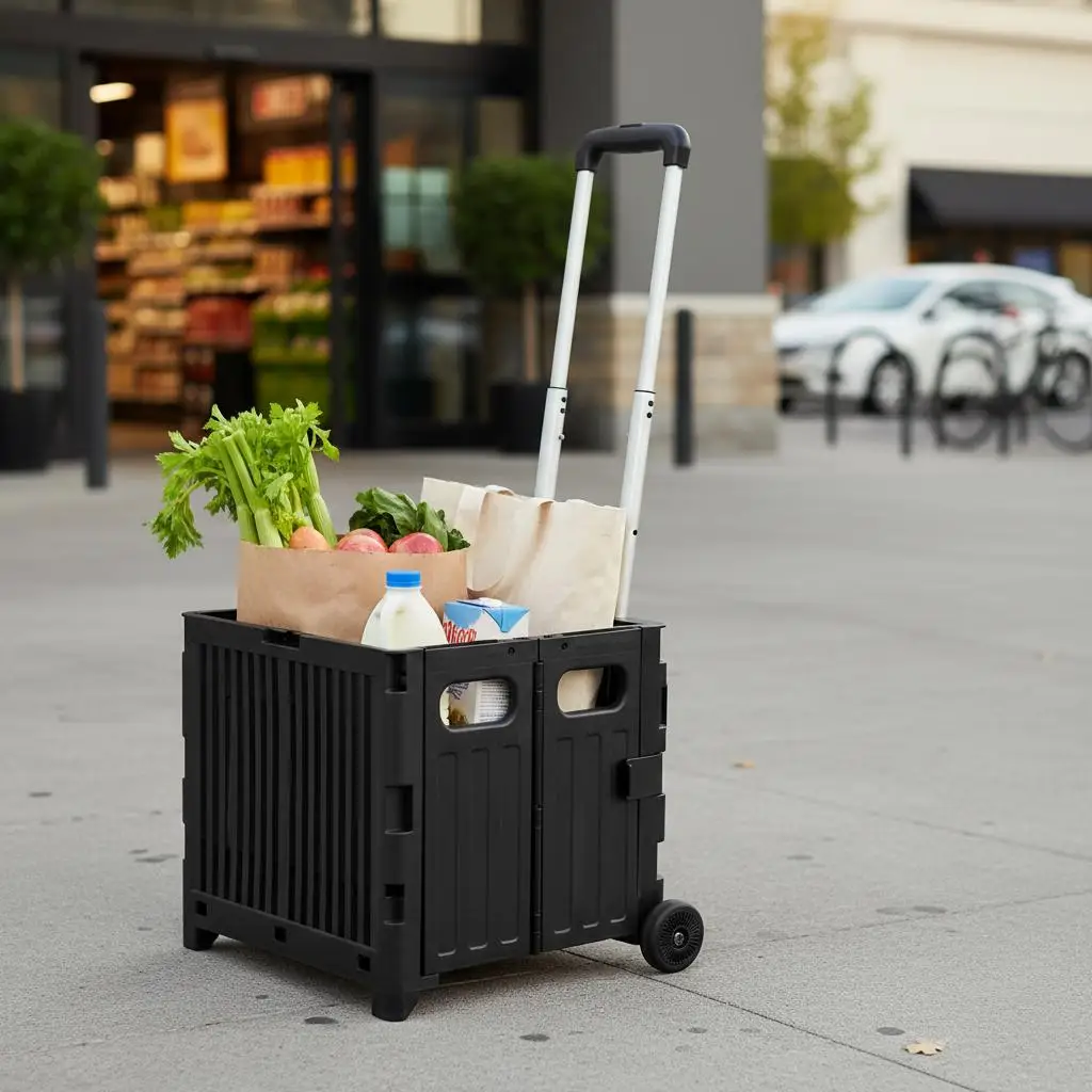 

Тележка-платформа на колесах 15x13x14 дюймов для покупок, перевозки багажа, офисного использования, грузоподъемность 80 фунтов, усиленная, телескопическая