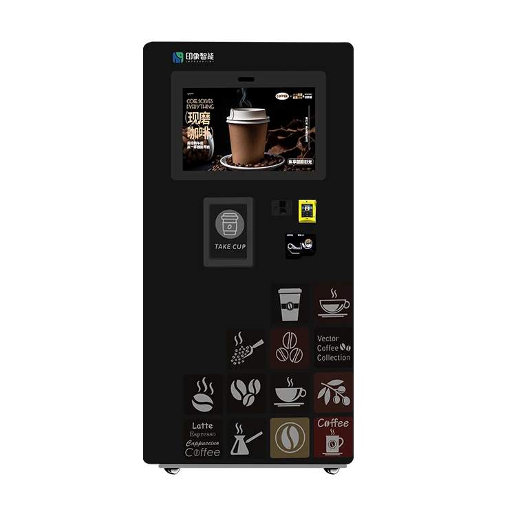 Digital Hot Selling Combo Vending Machine Coffee Machine Coin And Bill Operated Coffee Vending Machine With 32 Inch Screen