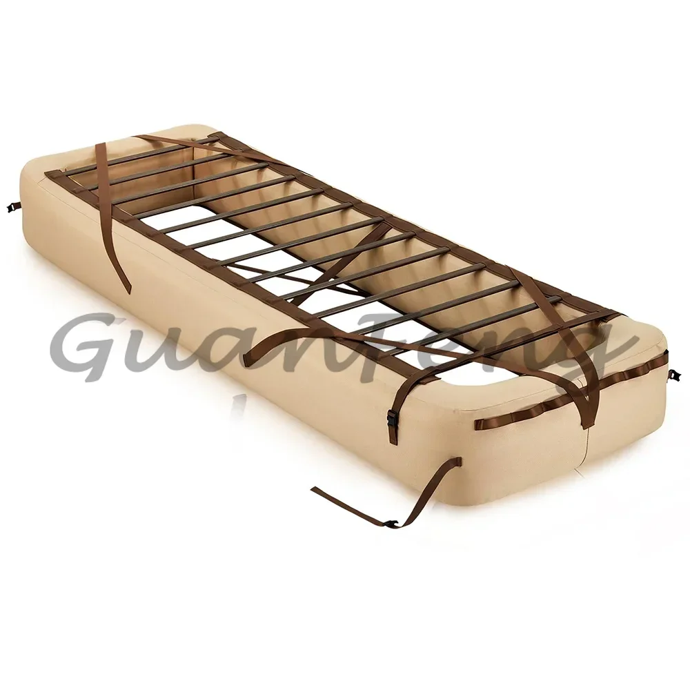 Foldable Single Raised Air Bed Stand, Modern Camping Guest Bed Frame, Mattress & Pump Excluded