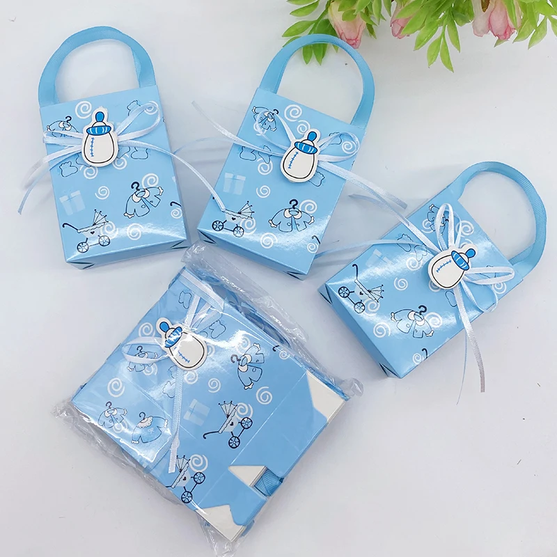 12pcs Baby Shower Gift Bags for Guests, Candy Cookie Souvenir Packaging Box, Boy Girl Gender Reveal Party Decoration Supplies