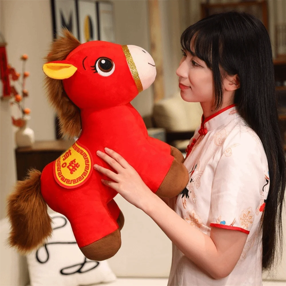 Plush Plush Pony Doll 20/30cm Cartoon Chinese Horse Mascot Lucky Stuffed Animal New Year Blessing Souvenir