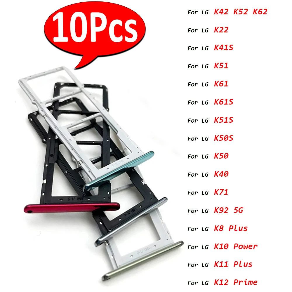 

10Pcs,SIM Card chip slot drawer Card Tray Holder Adapter Replacement For LG K22 K42 K52 K62 K41S K51 K61 K61S K51S K50S K40S