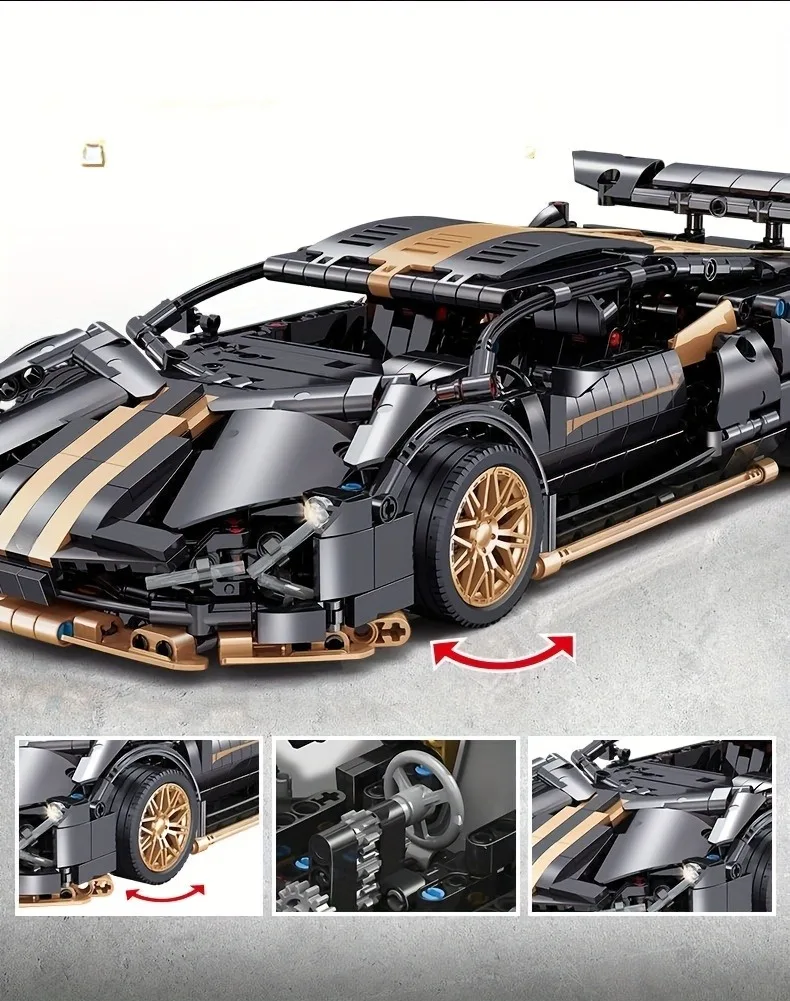 테크니컬 레이싱 스포츠카 모델 블록 테크닉 어른용 1:14 DIY 슈퍼카 브릭 퍼즐 장난감 어린이 어른 선물（1280+조각）