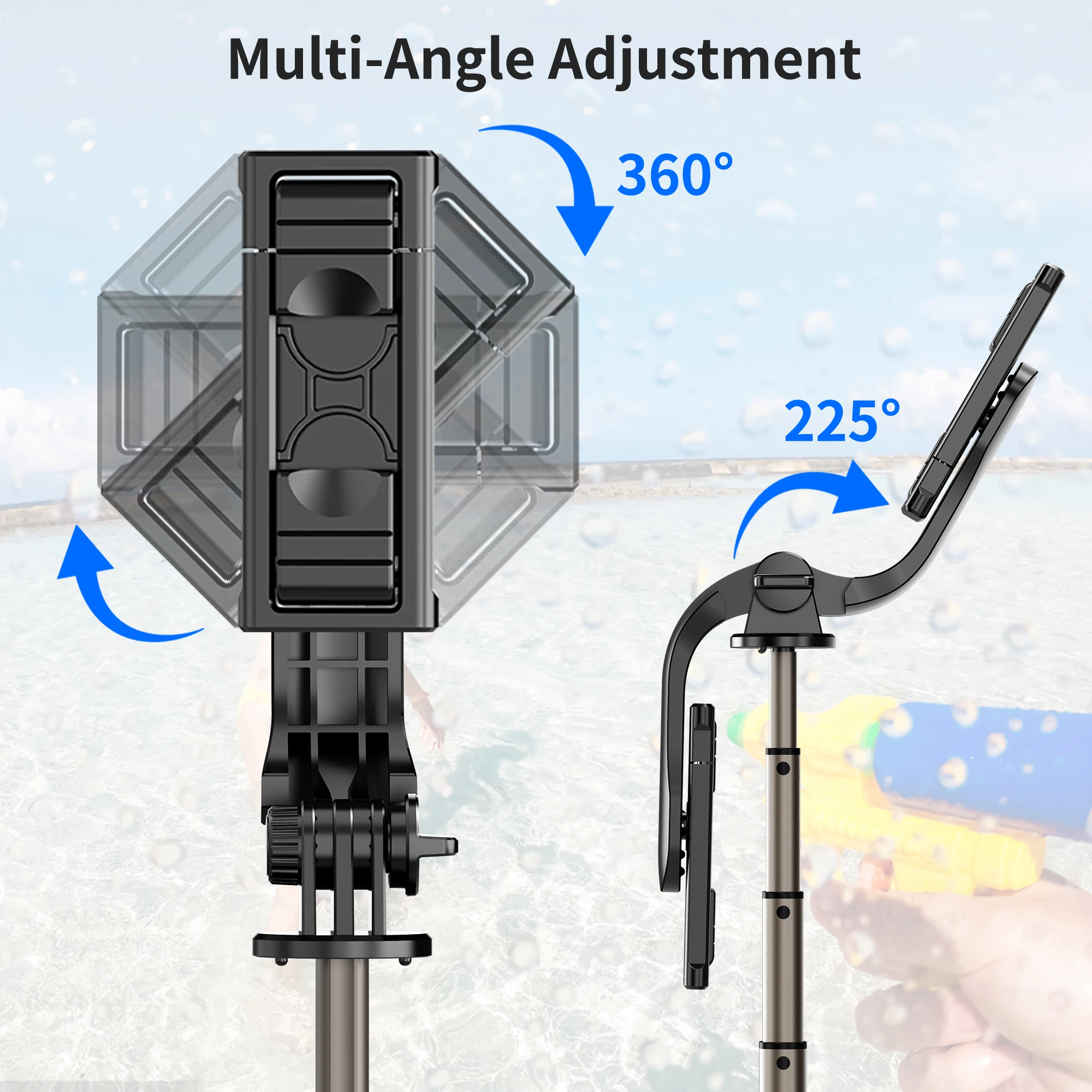 Q10 알루미늄 합금 미니 블루투스 원격 삼각대 휴대용 셀카봉 360 °   Xiaomi iPhone 13 14용 회전 삼중 안정기