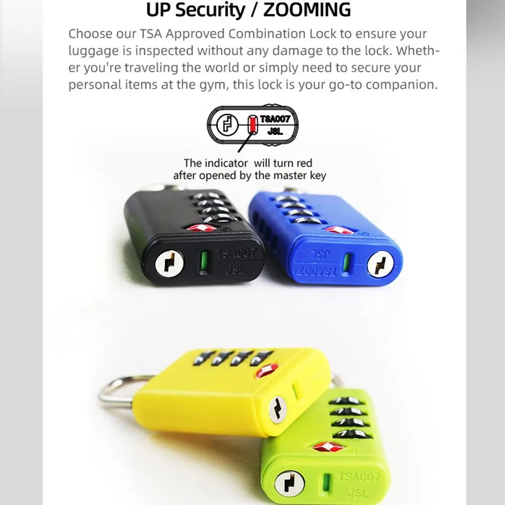 Portable TSA 4 Digit Combination Lock Anti-theft Security Tool Customs Password Lock Padlock Cabinet Locker Travel