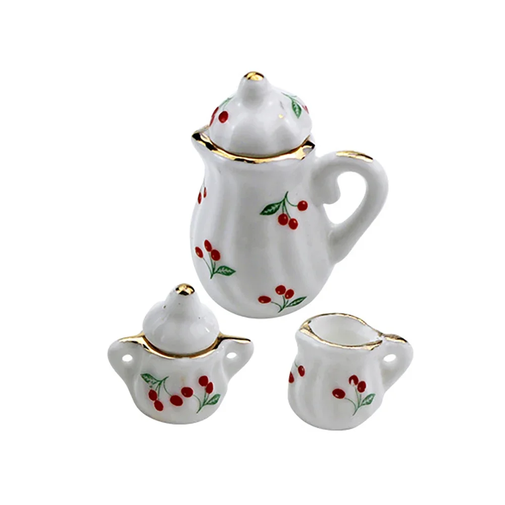 

1/12 Dollhouse Miniature Accessories Mini Ceramic Teapot Cup Set Simulation Kettle Cup Model for Doll House Decoration
