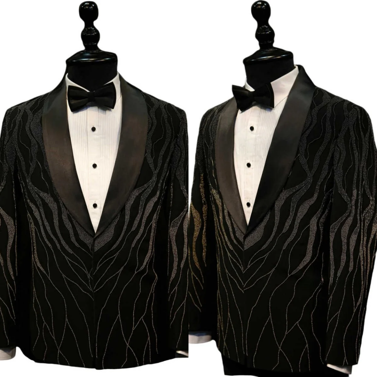 

Luxury Customized One Piece Men Jacket Shawl Lapel Single Button Beadeds Classic Fit Groom Wedding Tuxedos