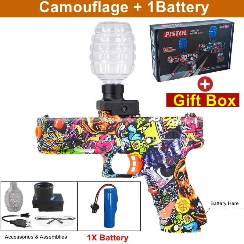 Elektrische Burst Splatter Blaster Speelgoedpistool Gel Blaster Buitenschietspellen Cadeau voor jongens, kinderen en volwassenen (kogels niet inbegrepen)