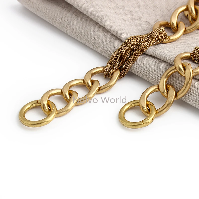 24MM Width 52CM Length Satin Gold Luxury Thick Metal Chains With Spring Ring Handle For Handbag Shoulder Bags Straps Accessories