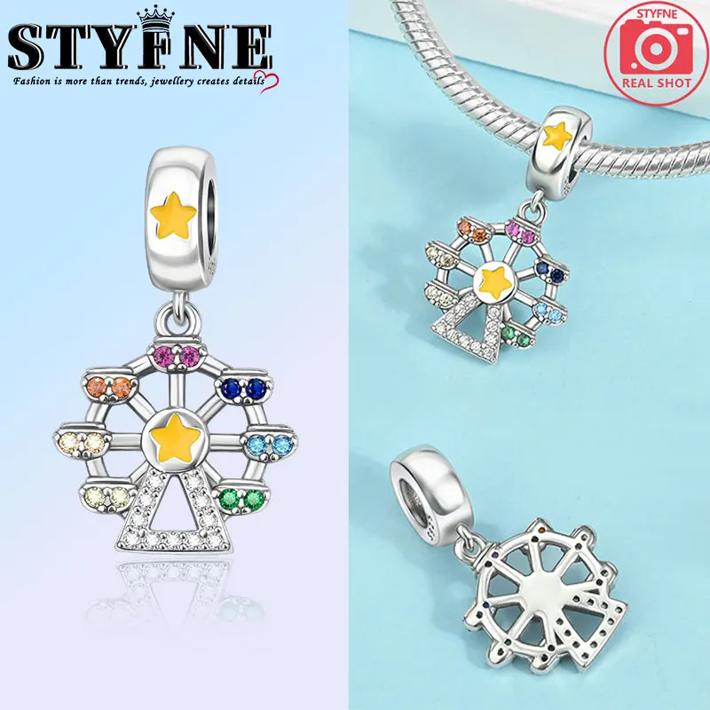 Travel Hobbies 2025 Amusement Park Beads 925 Sterling Silver Colourful Rotating Ferris Wheel Charms for Women's Jewelry DIY Gift