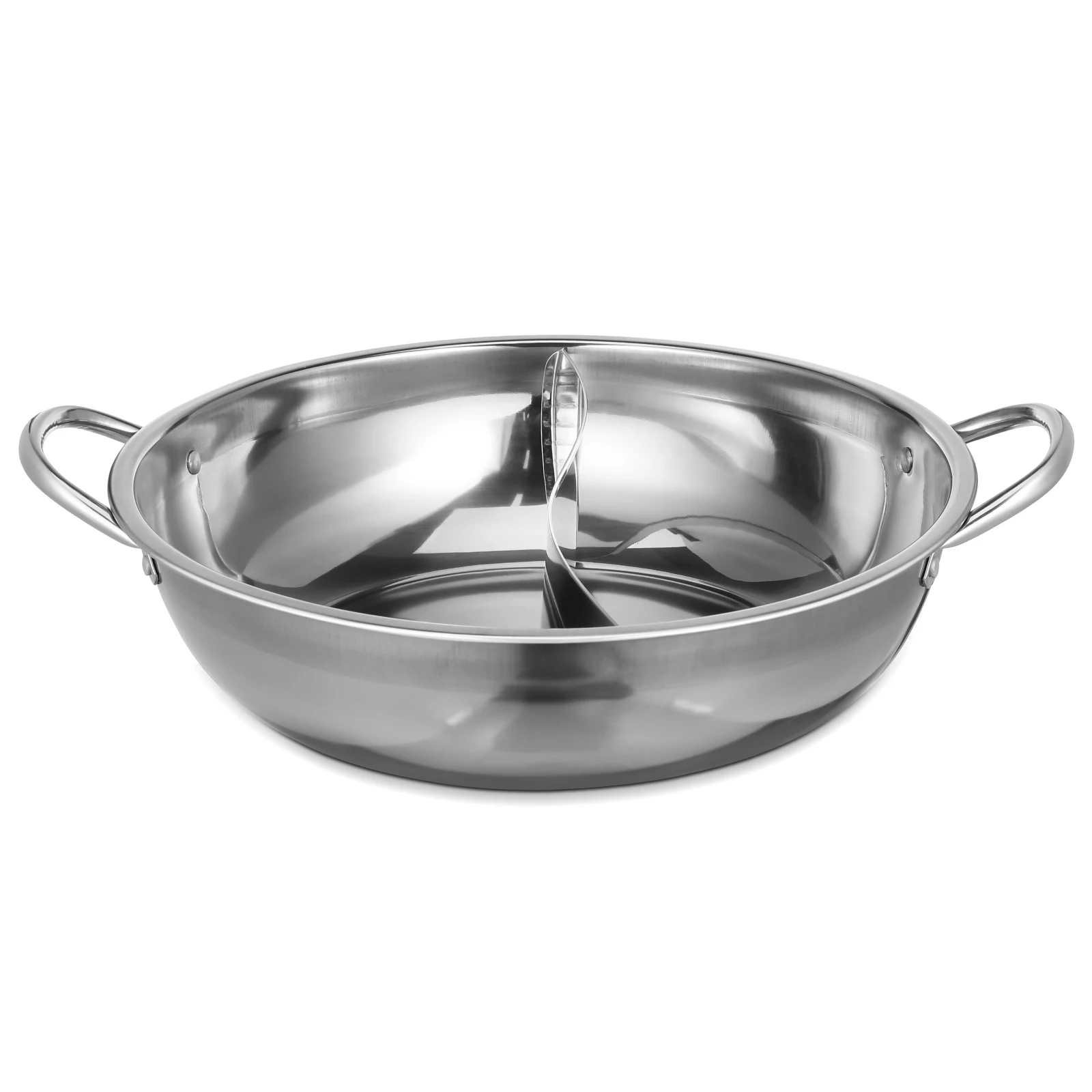 

Stainless Steel Pot with Divider 32cm Stainless Steel Stock Pot Pan Reusable Rust Proof Easy Clean Kitchen Cookware
