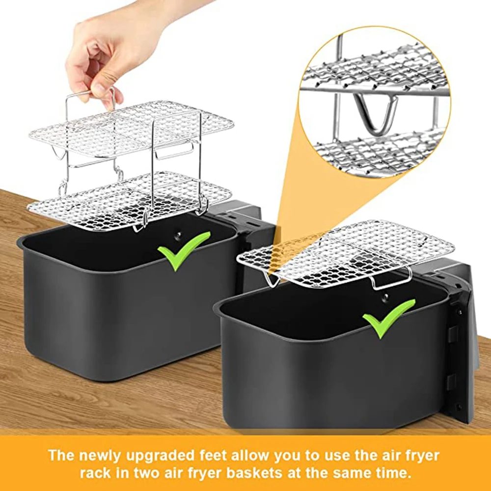

Air Fryer Rack for Ninja Dual Air Fryer 304 Stainless Steel Multi-Layer Dehydrator Rack Toast Rack Air Fryer Accessories