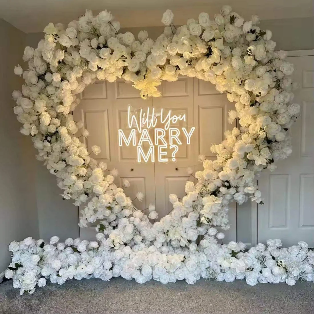 Factory Silk Handmade Soft Durable Adjustable Artificial Red Heart-Shaped Flower Arch Backdrop Decoration Wedding Events 7-8ft view 3