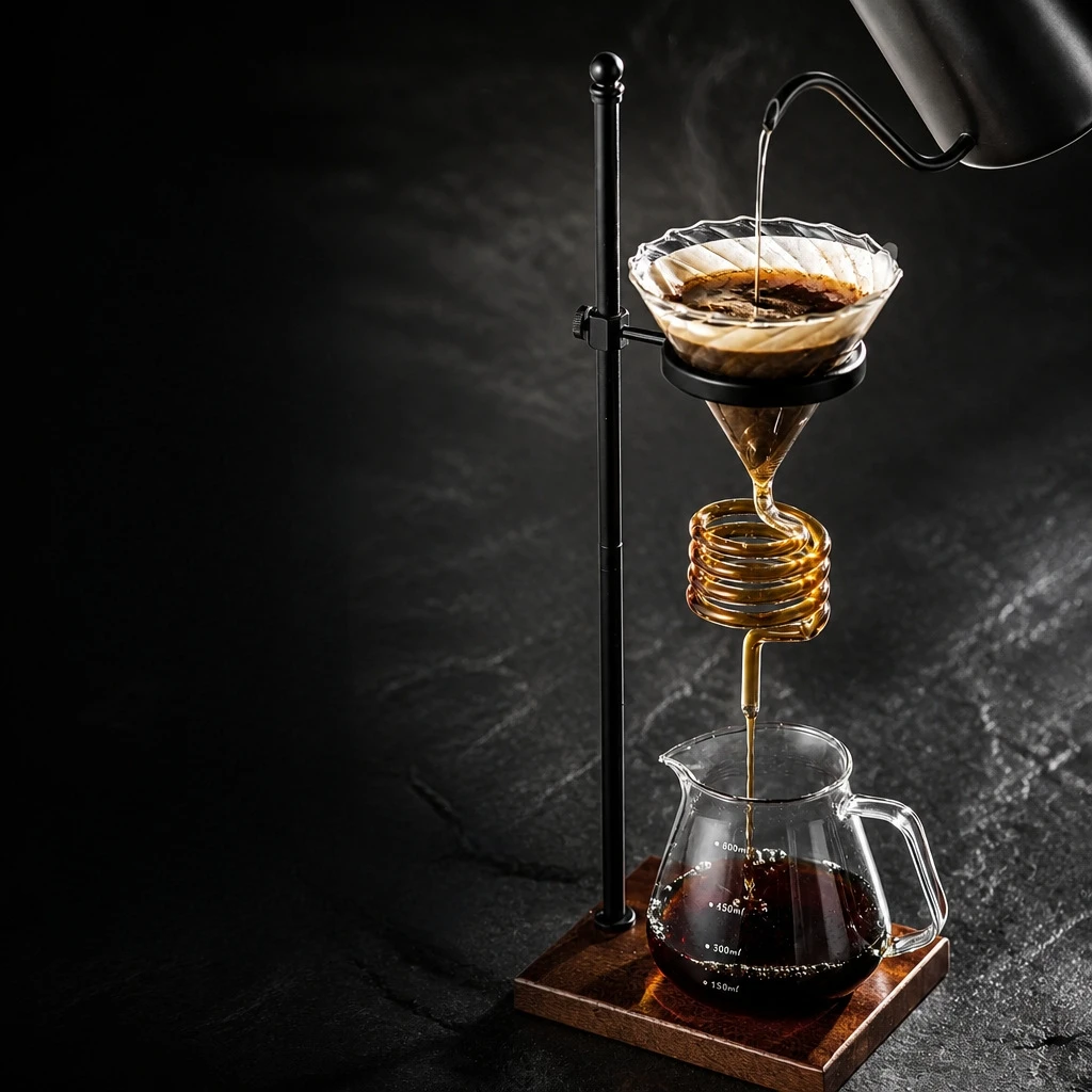 Spiral Coil Cooling Eco-Friendly Reusable Coffee Dripper Pour Stand Stainless Steel Snake Tube Portable Hand Brew Filter Cup