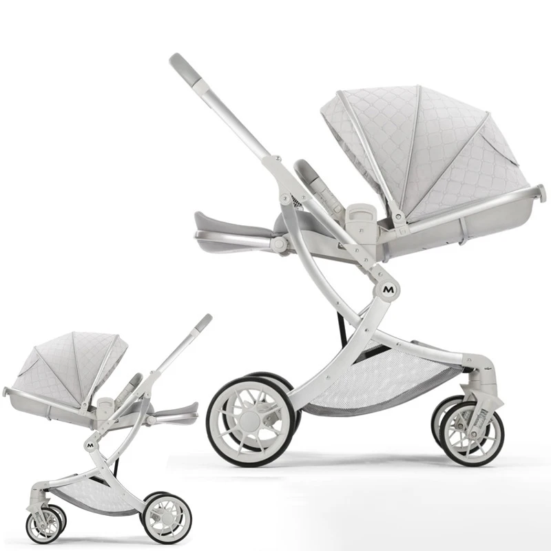 

Lightweight 2-Seat Foldable Linen Baby Stroller High Landscape Portable Cart Newborns Toddlers 3 Years 4-in-1 Accessories