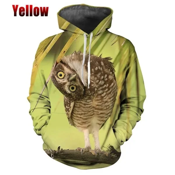 New Owls 3d Printed Animals Graphic Hoodies For Men Fashion Hoodies Y2k Hip Hop Sweatshirt Harajuku Pullover Tops Women Clothes