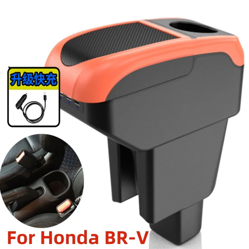 

NEW For Honda BR-V Armrest box For Honda BRV Car Armrest box Retrofit parts Interior Storage box USB LED Simple installation