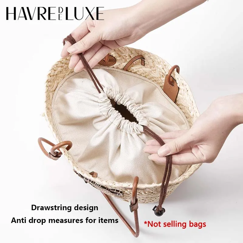 Drawstring bag organizer insert bag charm for LEW Basket straw woven bag support inner liner bags accessories