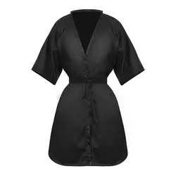 Black Hairdresser Apron Hair Cut Cape Salon Client Gown Robes Cape Waterproof Hair Cutting Smock For Clients Kimono Style Capes